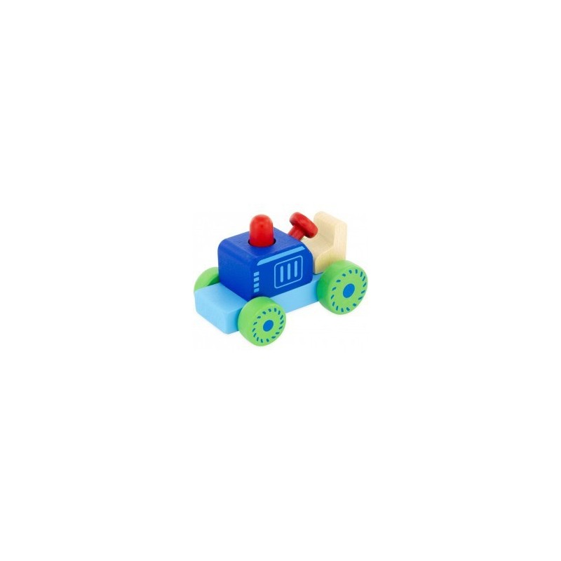 Tracteur en bois bleu naturel