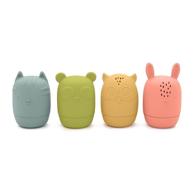 Jouet pour bain animaux Totem en silicone 4 pièces