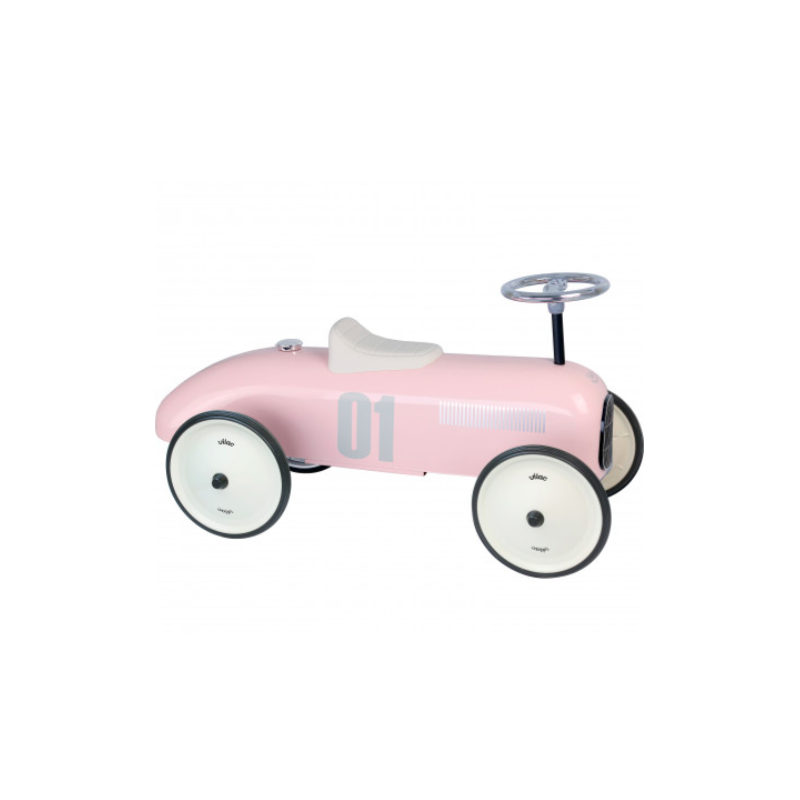 Porteur voiture vintage rose tendre