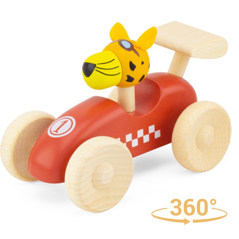 VOITURE DE COURSE EN BOIS : ROUGE