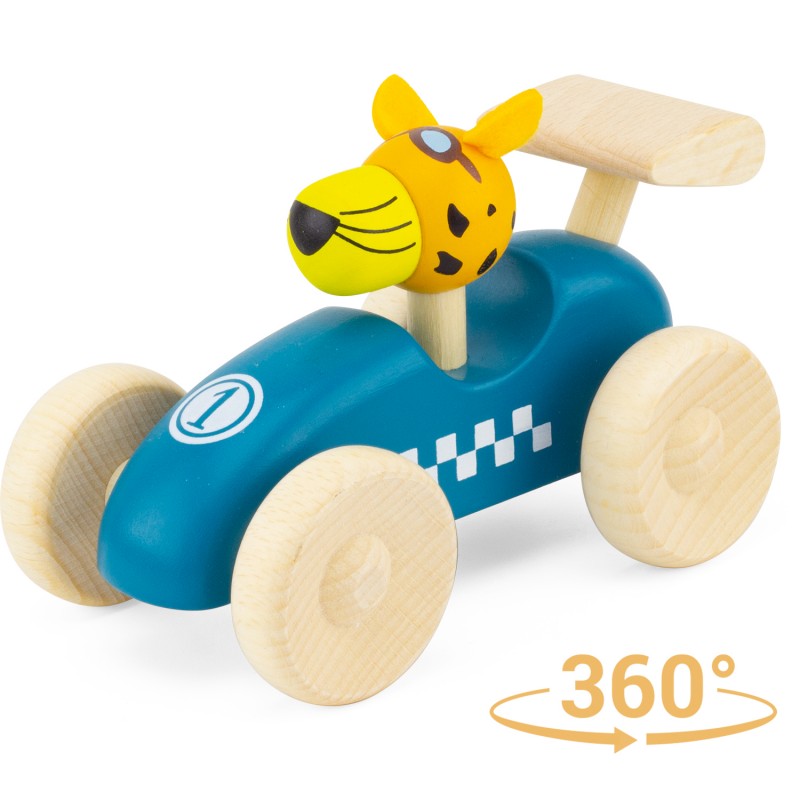 VOITURE DE COURSE EN BOIS : BLEU
