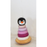 Pyramide à empiler Pingouin - bleu ou rose